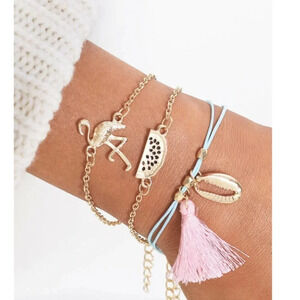 5/$20 Flamingo & Seashell Bracelet‎ 3pcs